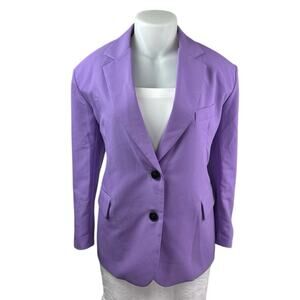 The Frankie Shop Women's Purple Long Sleeve Notch Blazer Coat Suit Jacket Sz 12